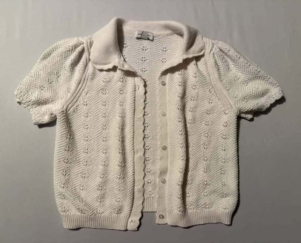 Free Assembly Women’s Pointelle Collared Cardigan Sweater Size Large